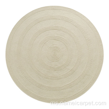 White Braided Wool Round Living Room Carpet Carpet